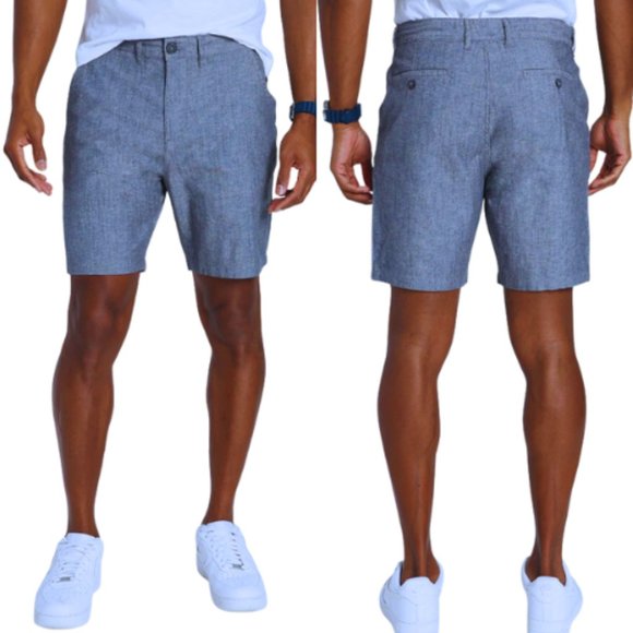 Chambray Chino Short United by Blue Cotton 6" FAUX BLUE DENIM SZ 34 NEW! - Picture 1 of 14